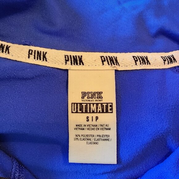 Victoria Secret Pink Ultimate Blue Jacket With Thumb holes 1/4 Zip Size S - Picture 10 of 11